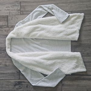 NWOT Justice White/Gray Sherpa Fleece Lined Cardigan - Girls Size 14